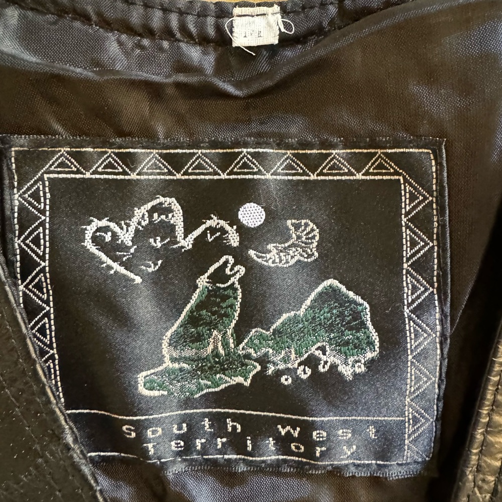 Patchwork Style Leather Black Vest - image 3